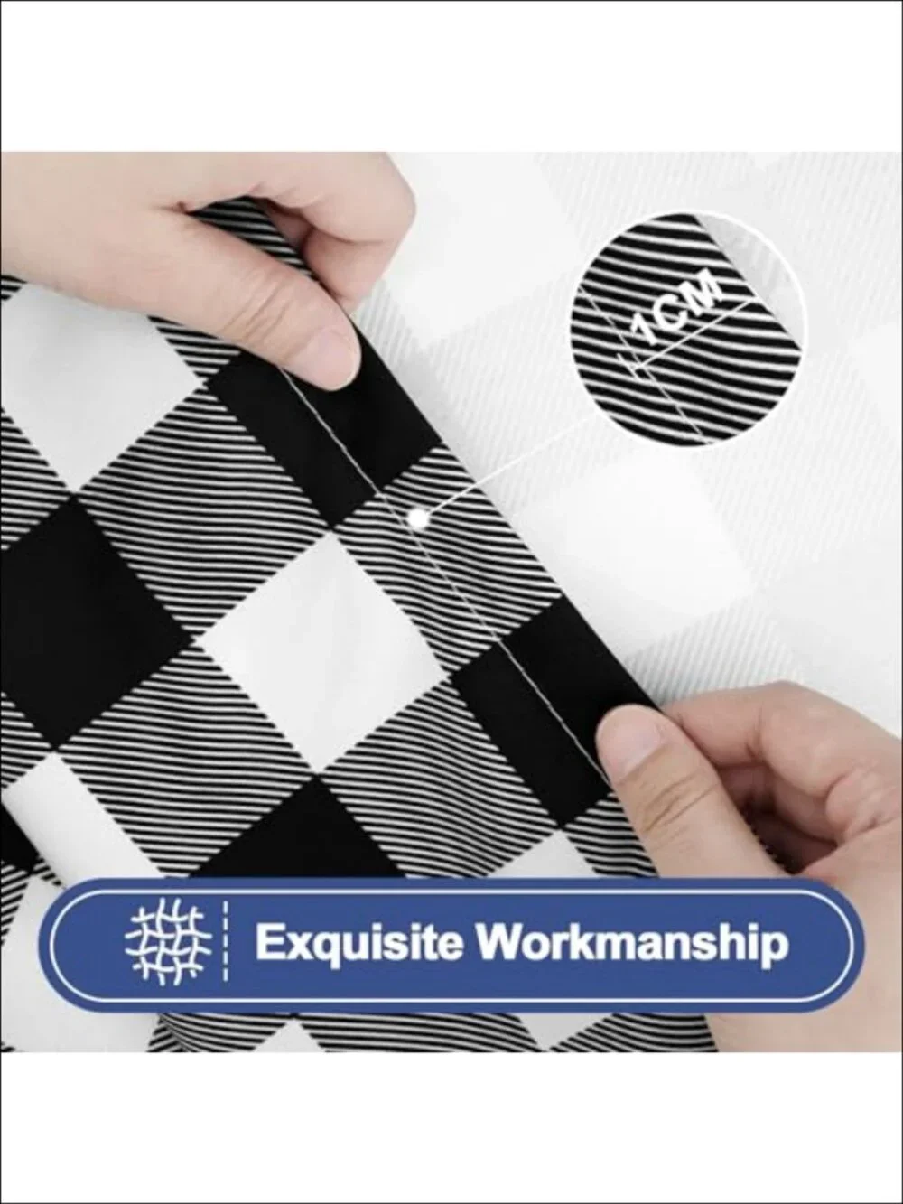Fitted Picnic Tablecloth Set Elastic Buffalo Plaid Polyester 6 Pack